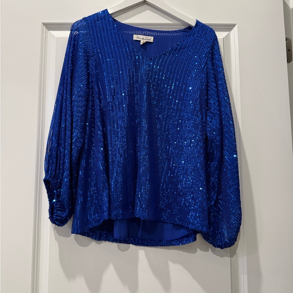 Blue Sequin Women's Top